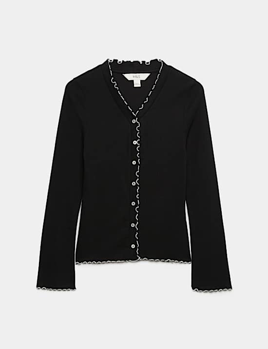 Cotton Rich V-Neck Buttoned Top