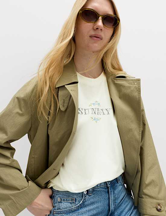 Květovan&eacute; oversized tričko s grafikou, z čist&eacute; bavlny