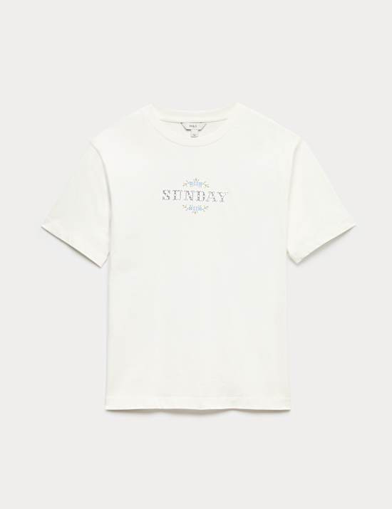 Květovan&eacute; oversized tričko s grafikou, z čist&eacute; bavlny