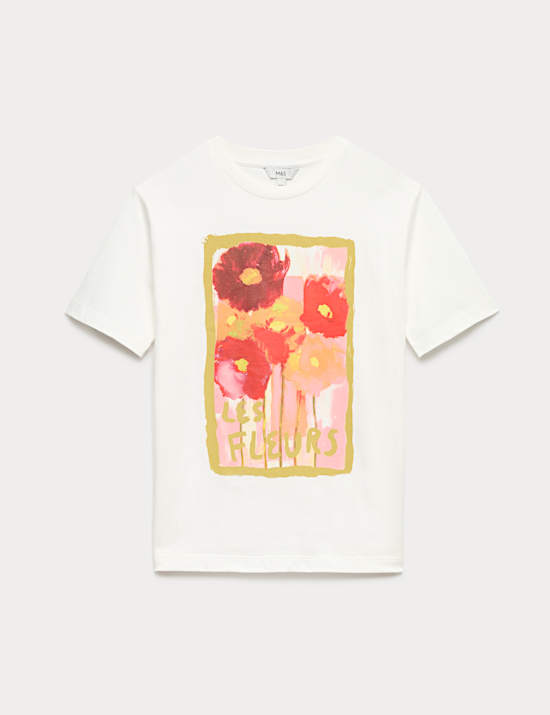 Pure Cotton Floral Oversized Graphic T-Shirt