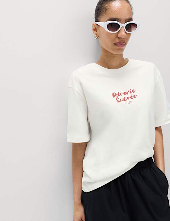 Pure Cotton Floral Oversized Graphic T-Shirt