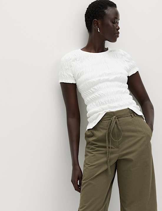 Pure Cotton Smocked Detail Top