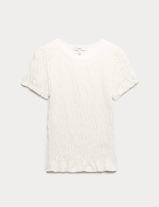 Pure Cotton Smocked Detail Top