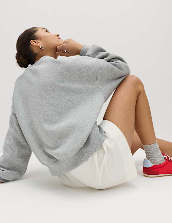 Cotton Blend Lace Slogan Sweatshirt