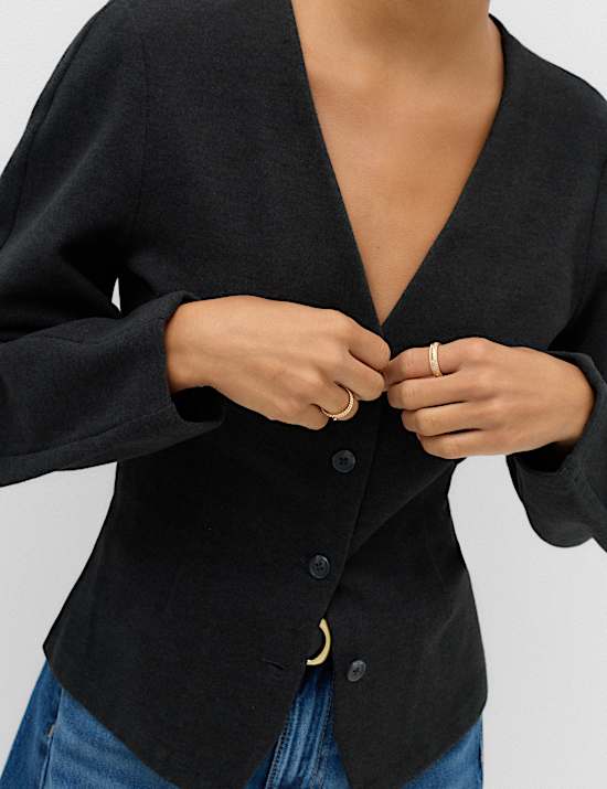 Button Front V Neck Cardigan
