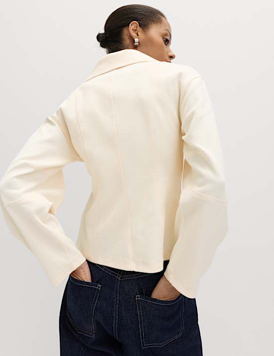 Cotton Rich Waisted Zip Through Sweatshirt