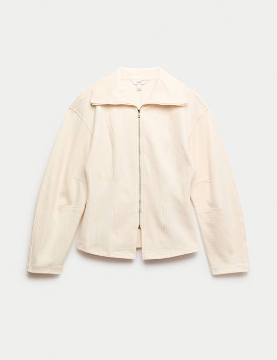 Cotton Rich Waisted Zip Through Sweatshirt