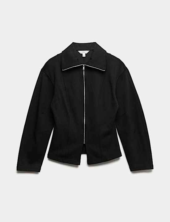 Cotton Rich Waisted Zip Through Sweatshirt