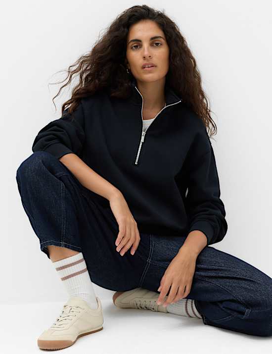Sweat-shirt Ultimate 100 % coton de premi&egrave;re qualit&eacute; &agrave; fermeture zipp&eacute;e mi-hauteur
