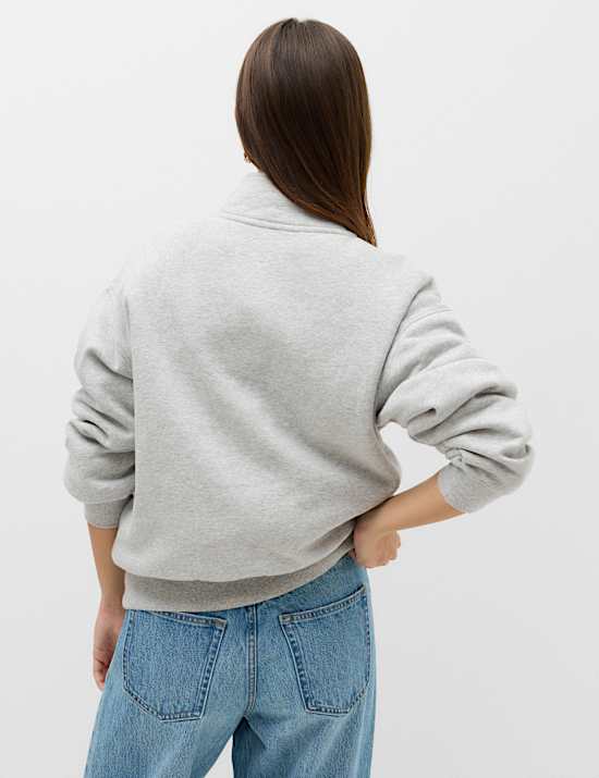 Pure Cotton Funnel Neck Half Zip Ultimate Sweatshirt