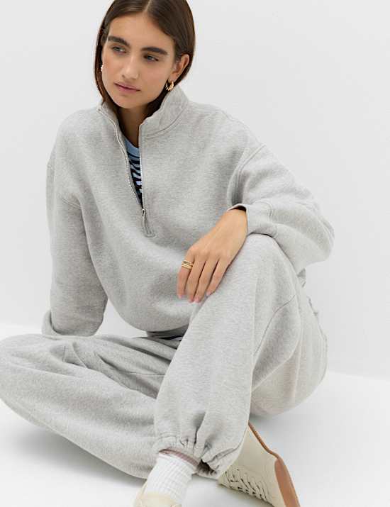 Pure Cotton Funnel Neck Half Zip Ultimate Sweatshirt