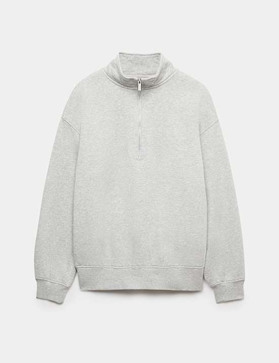 Pure Cotton Funnel Neck Half Zip Ultimate Sweatshirt