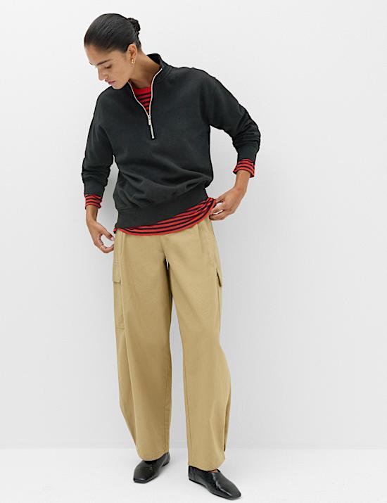 Pure Cotton Funnel Neck Half Zip Ultimate Sweatshirt