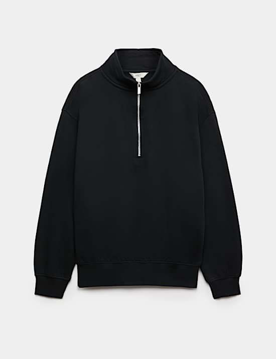 Pure Cotton Funnel Neck Half Zip Ultimate Sweatshirt