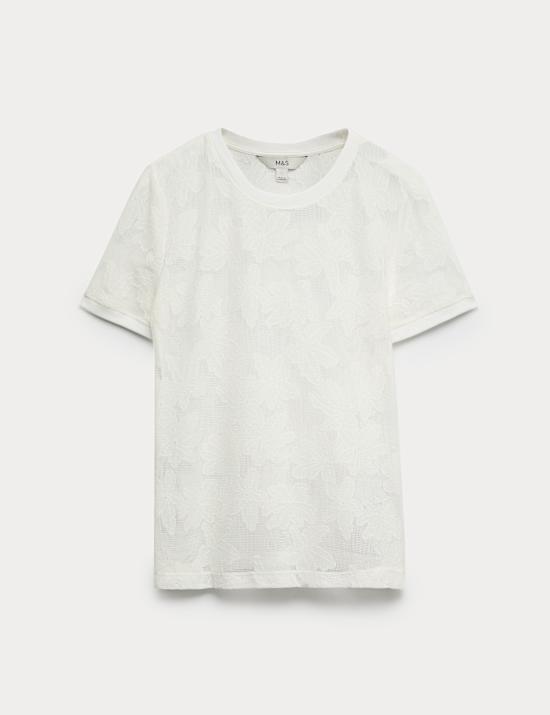 Cotton Blend Floral Lace Top