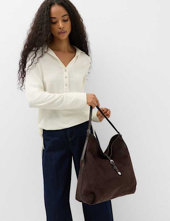 Long Sleeve Side Tie Polo Top with Cotton
