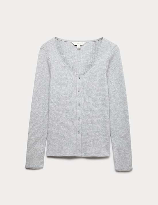 Pure Cotton Waffle Scoop Neck Top