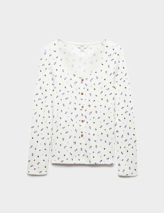 Pure Cotton Waffle Scoop Neck Top
