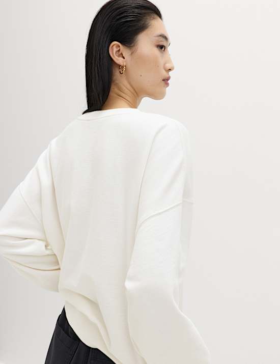 Pure Cotton Embroidered Slogan Sweatshirt