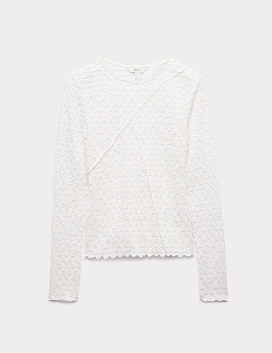 Cotton Blend Lace Textured Top