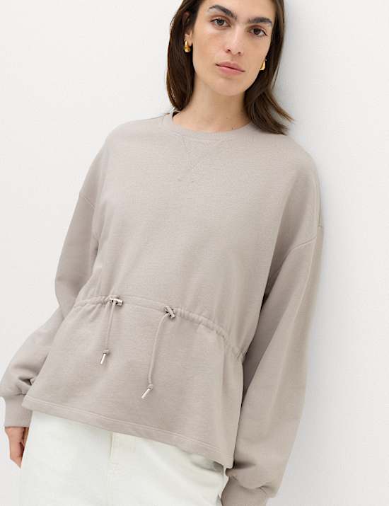 Pure Cotton Drawcord Waist Sweatshirt