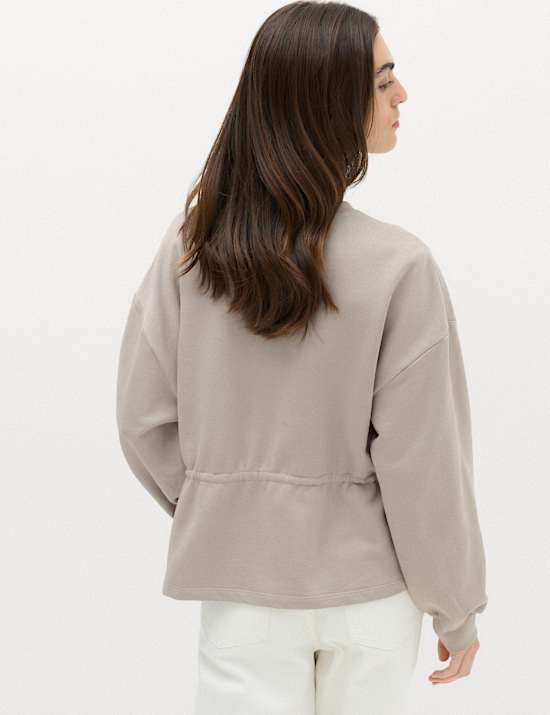 Pure Cotton Drawcord Waist Sweatshirt