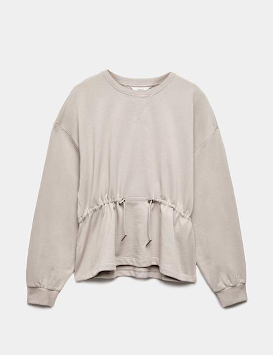 Pure Cotton Drawcord Waist Sweatshirt