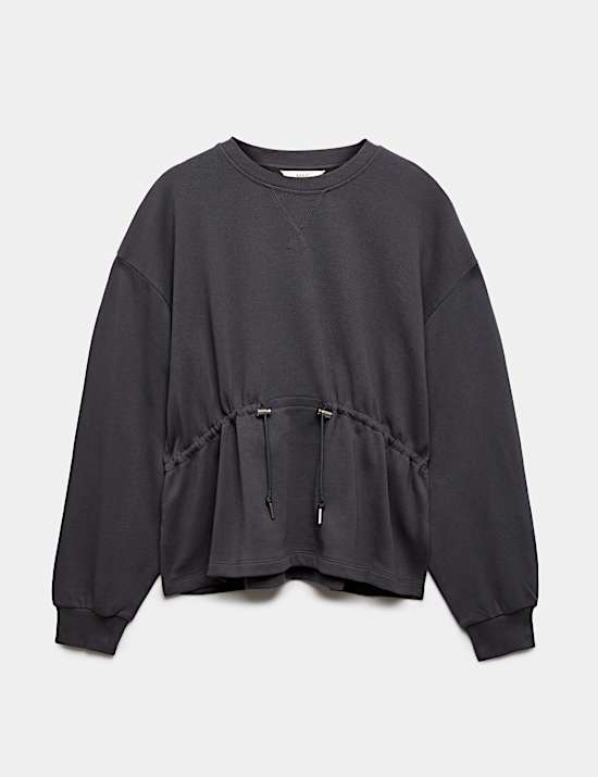 Sweat-shirt 100 % coton avec cordon &agrave; la taille