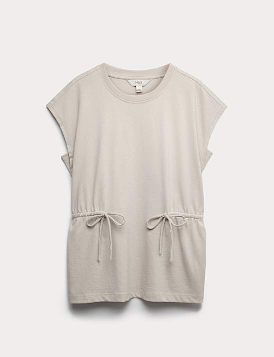 Pure Cotton Tie Waist Oversized T-Shirt