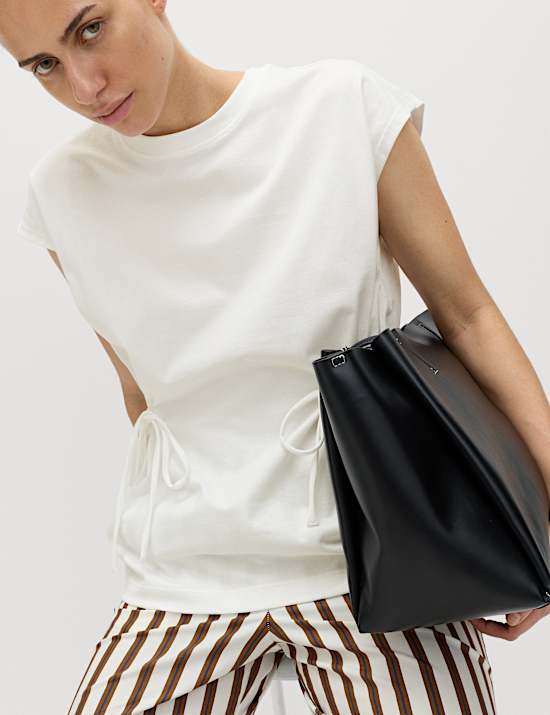 Pure Cotton Tie Waist Oversized T-Shirt