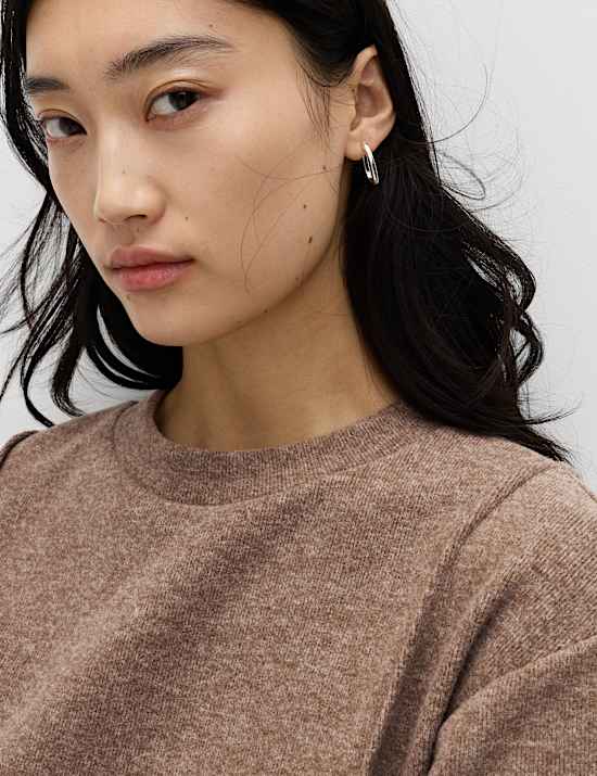 Bequemes Kurzarm-Oberteil mit Baumwollanteil