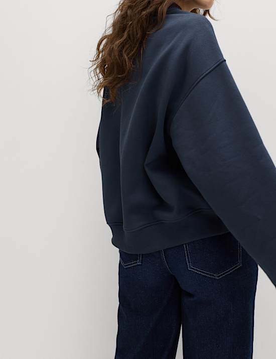 Cotton Blend Neck Scarf Sweatshirt