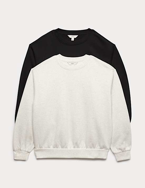 Pack de 2 sudaderas 100 % algod&oacute;n con escote cerrado