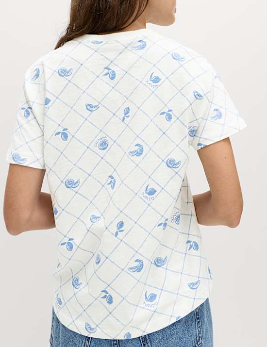 Pure Slub Cotton Checked T-Shirt