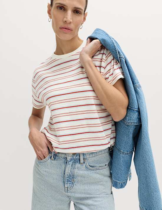 Pure Slub Cotton Checked T-Shirt