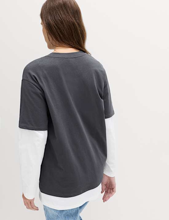 Pure Cotton Double Layer Oversized T-Shirt