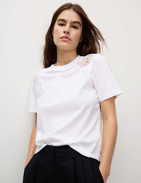 Pure Cotton Embroidered Regular Fit T-Shirt