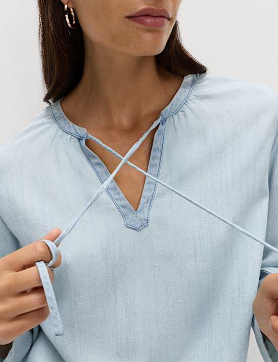 Blusa 100% lyocell con cierre con lazo