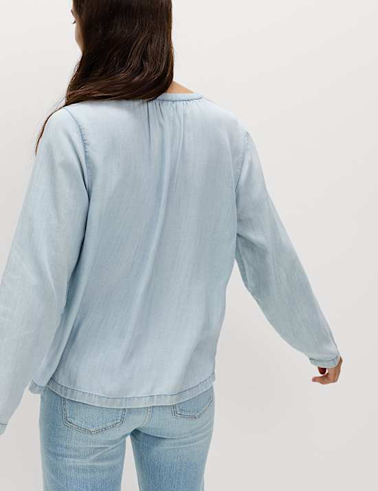 Blusa 100% lyocell con cierre con lazo