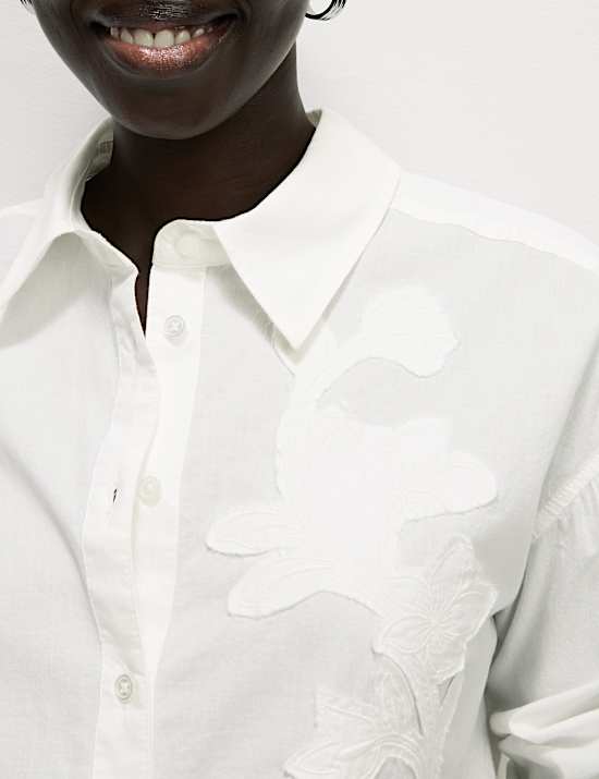 Pure Cotton Applique Button Through Shirt