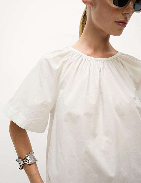 Pure Cotton Tie Back Detailing Blouse