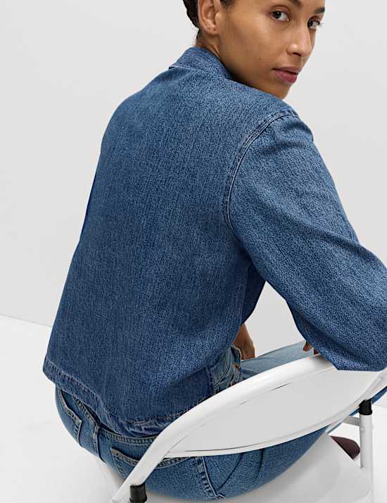 Denim-Bluse mit Bindegürtel