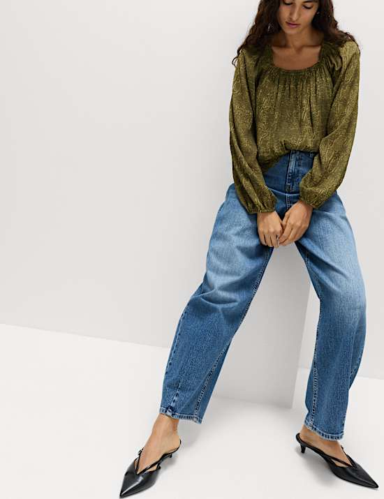 Printed Square Neck Blouse