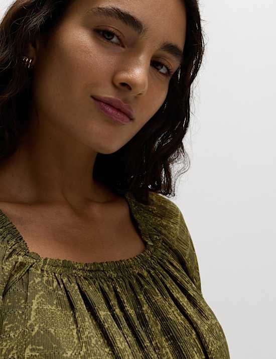 Printed Square Neck Blouse