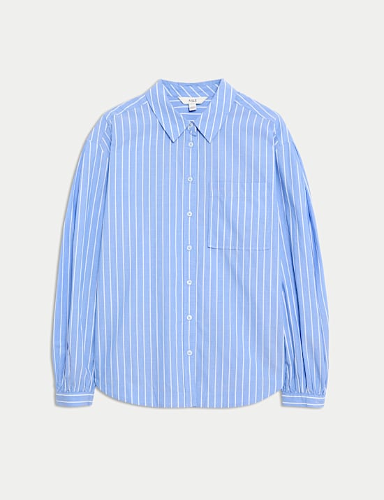Pure Cotton Striped Boxy Shirt