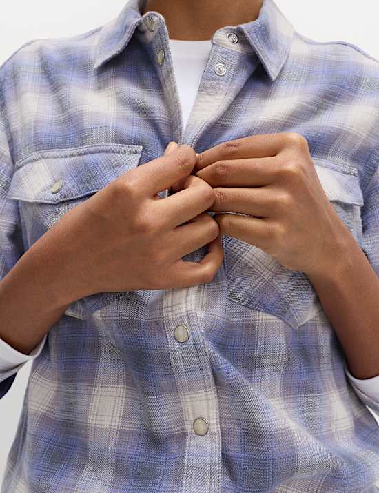 Βαμβακερό καρό κοτλέ πουκάμισο σε στυλ cowboy