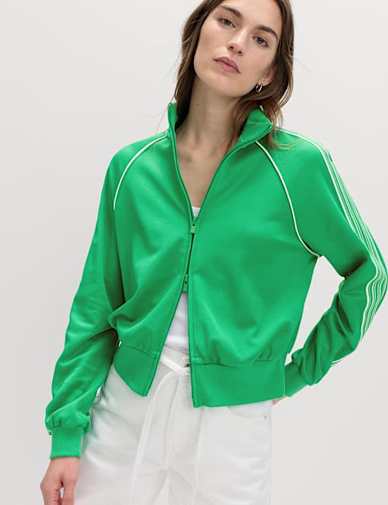 Veste de surv&ecirc;tement en maille de coton avec fermeture zipp&eacute;e