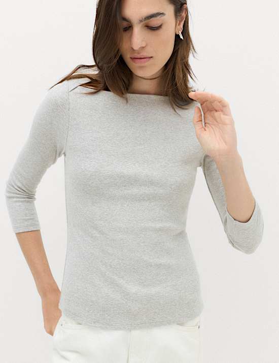 Pure Cotton Slash Neck Top