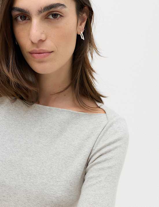 Pure Cotton Slash Neck Top