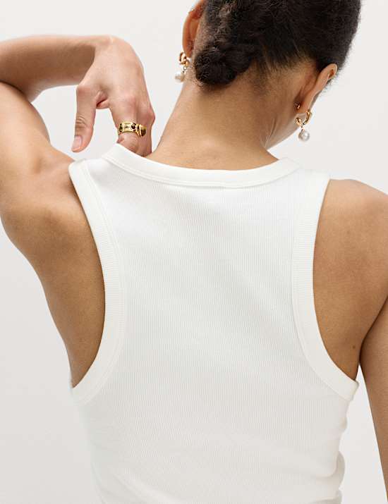 Cotton Rich Embellished Ribbed Vest